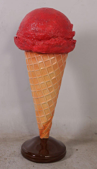 Strawberry One Scoop Ice Cream Statue - LM Treasures Prop Rentals 