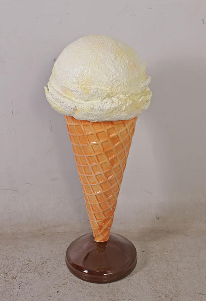 One Scoop Vanilla Ice Cream Cone Over Sized Statue