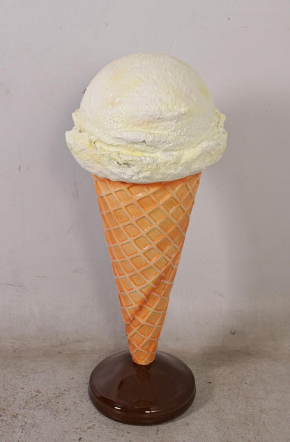 One Scoop Vanilla Ice Cream Cone Over Sized Statue - LM Treasures Prop Rentals 