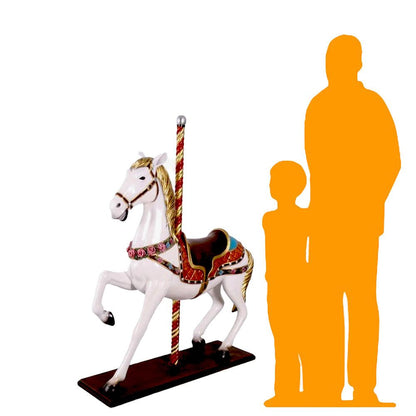 White Carousel Horse Statue - LM Treasures Prop Rentals 