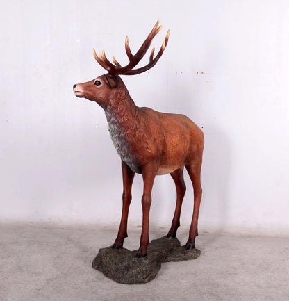 Deer Stag On Base Life Size Statue