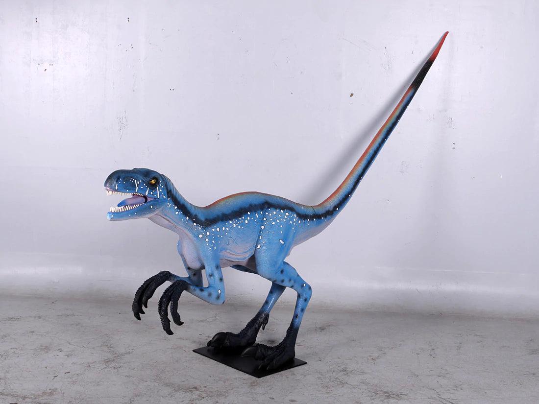 Blue Deinonychus Dinosaur Statue