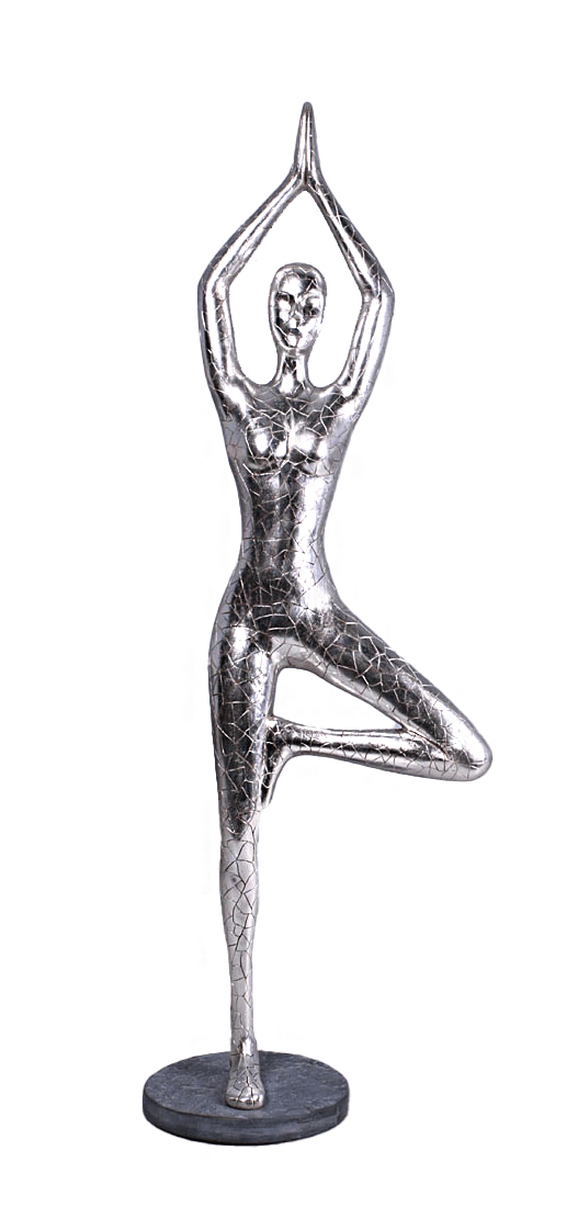 Silver Yoga Female Statue - LM Treasures Prop Rentals 