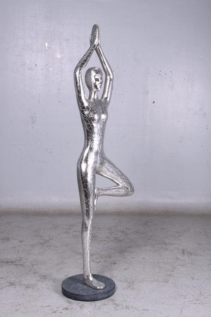 Silver Yoga Female Statue - LM Treasures Prop Rentals 