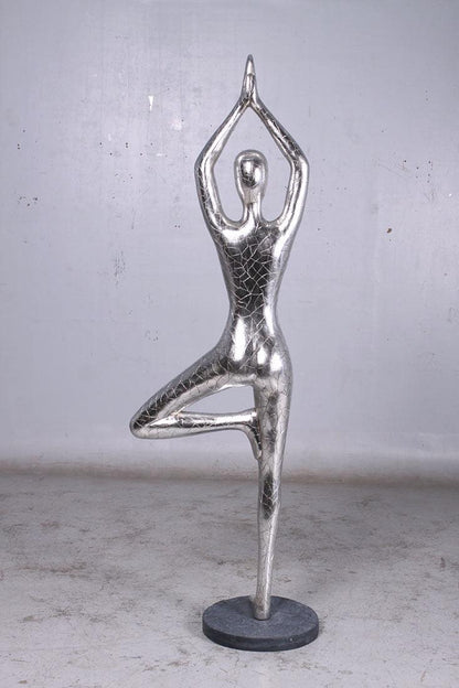 Silver Yoga Female Statue