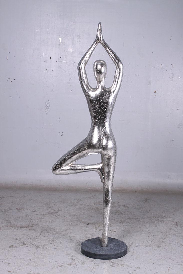 Silver Yoga Female Statue - LM Treasures Prop Rentals 