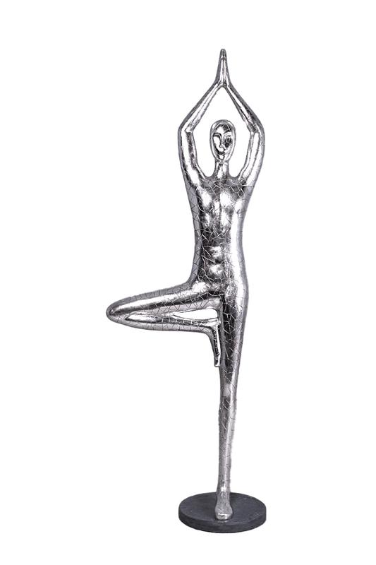 Silver Yoga Male Statue - LM Treasures Prop Rentals 