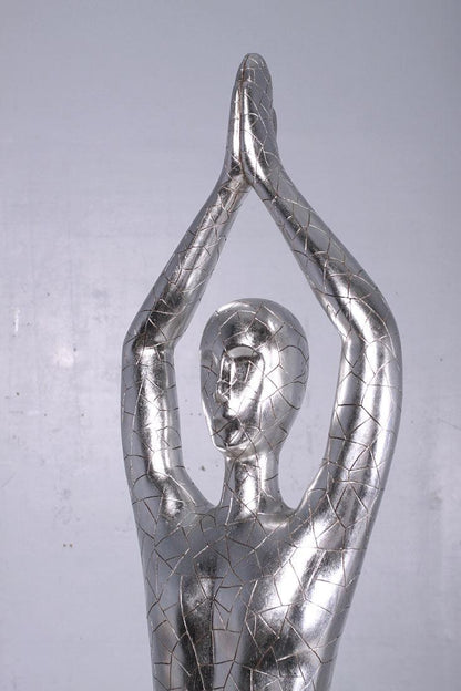 Silver Yoga Male Statue - LM Treasures Prop Rentals 