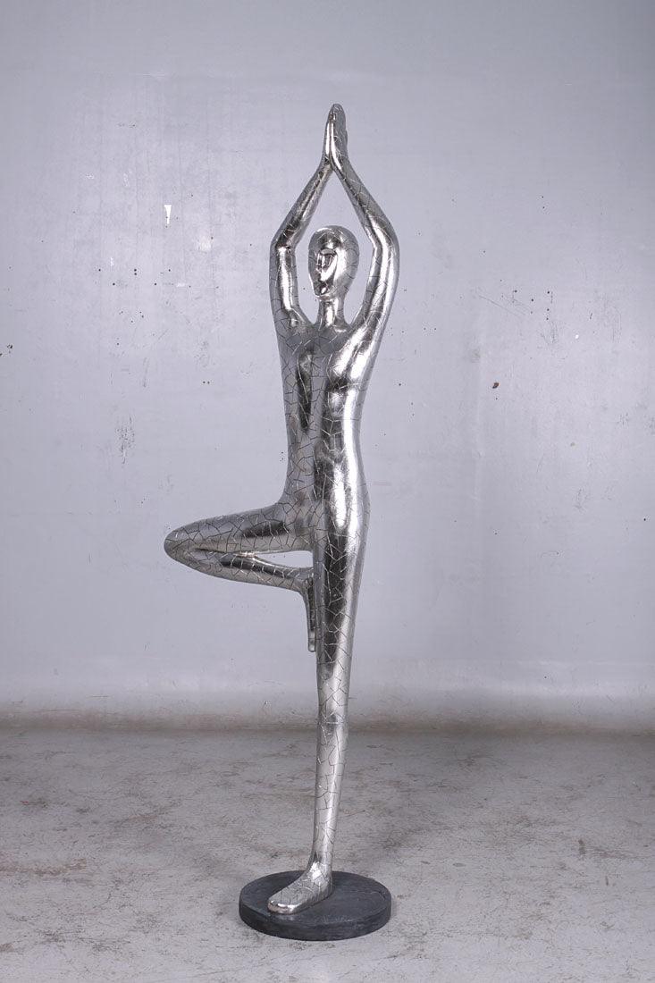 Silver Yoga Male Statue - LM Treasures Prop Rentals 