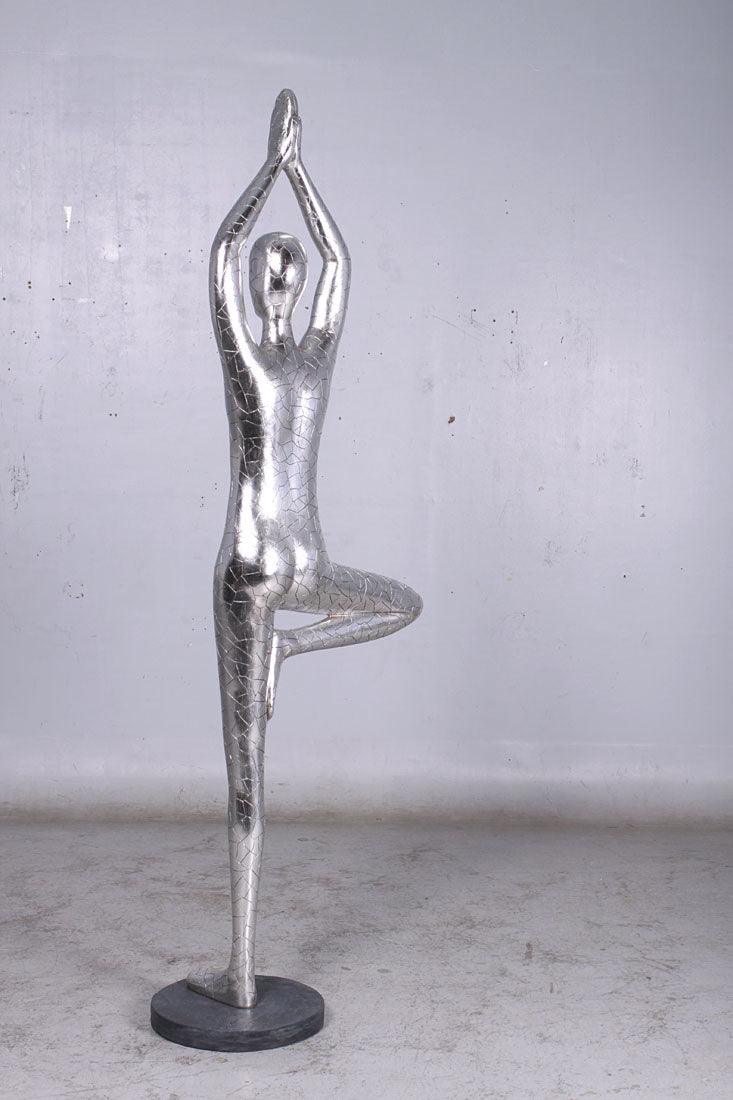 Silver Yoga Male Statue - LM Treasures Prop Rentals 