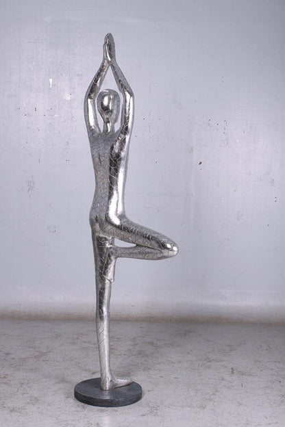 Silver Yoga Male Statue - LM Treasures Prop Rentals 