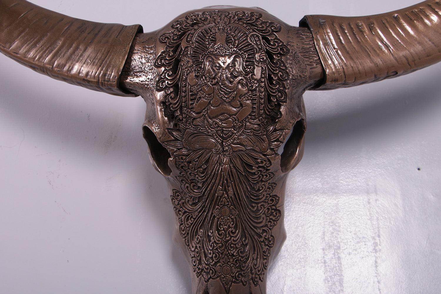 Bronze Bull Skull Life Size Statue - LM Treasures Prop Rentals 