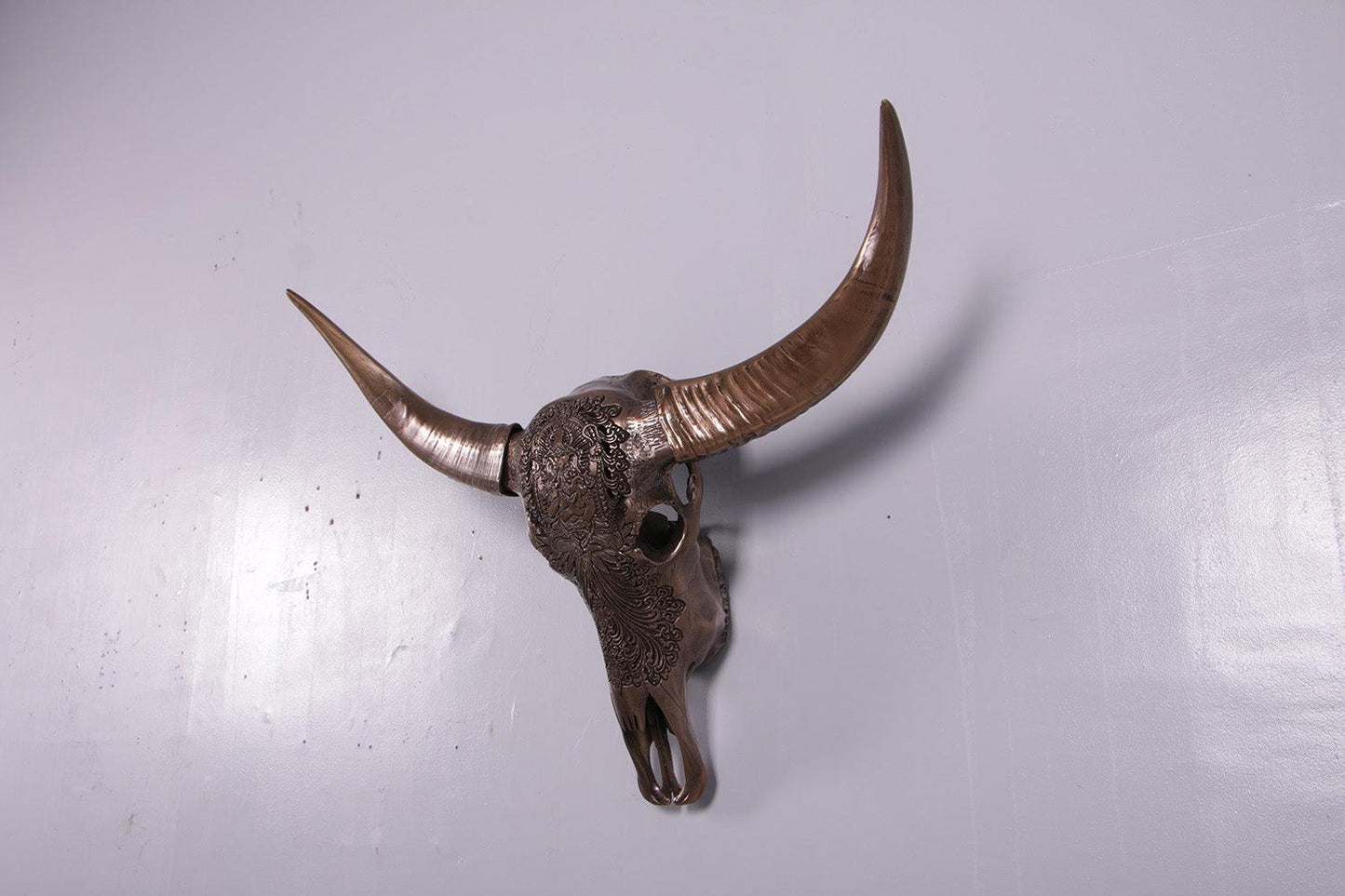 Bronze Bull Skull Life Size Statue - LM Treasures Prop Rentals 