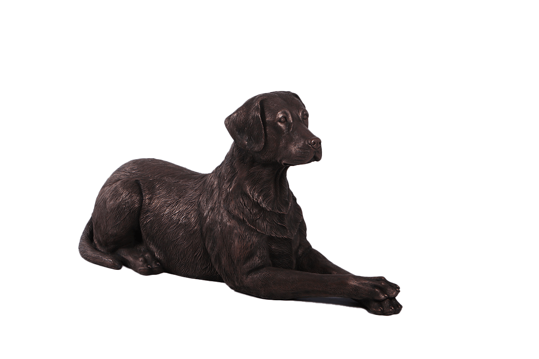 Bronze Laying Labrador Life Size Statue - LM Treasures Prop Rentals 