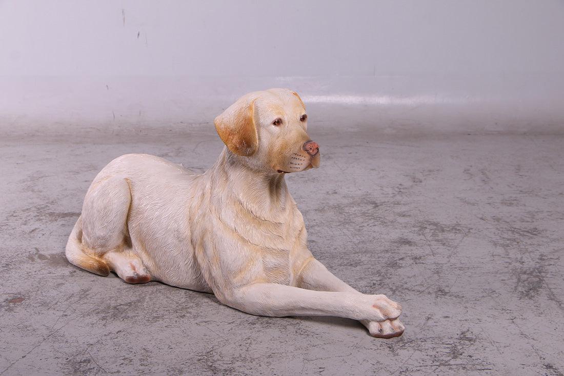 Tan Laying Labrador Life Size Statue - LM Treasures Prop Rentals 