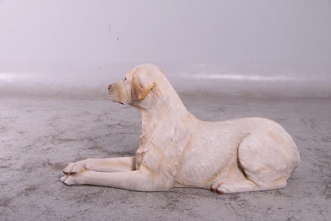 Tan Laying Labrador Life Size Statue