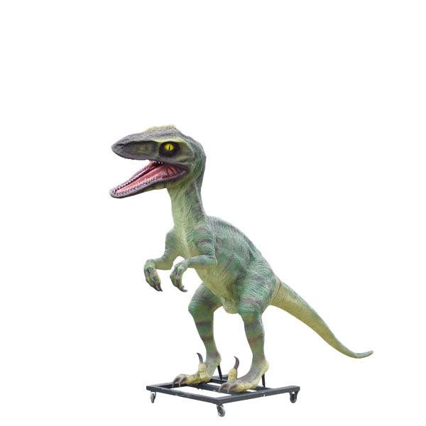 Green Raptor Dinosaur Life Size Statue - LM Treasures Prop Rentals 