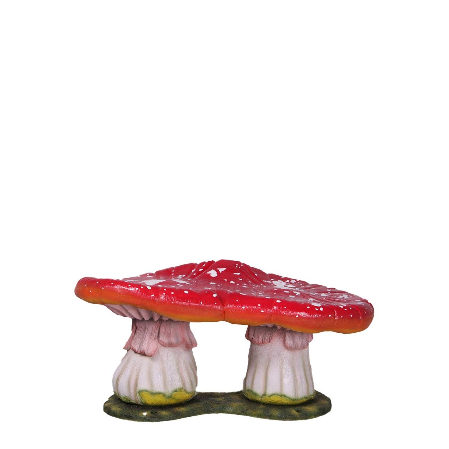 Large Red Double Mushroom Bench Statue
