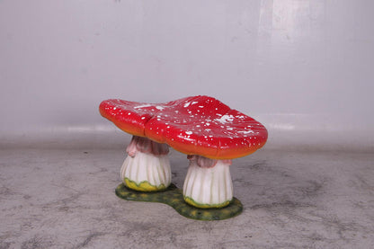 Red Double Mushroom Stool Statue - LM Treasures Prop Rentals 