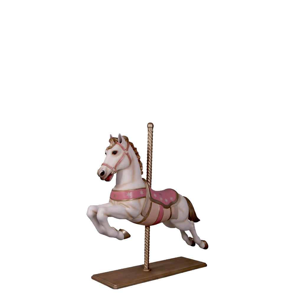 Pink Horse Carousel Statue