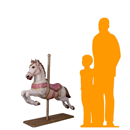 Pink Horse Carousel Statue