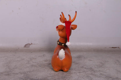 Laying Funny Reindeer Life Size Statue - LM Treasures Prop Rentals 