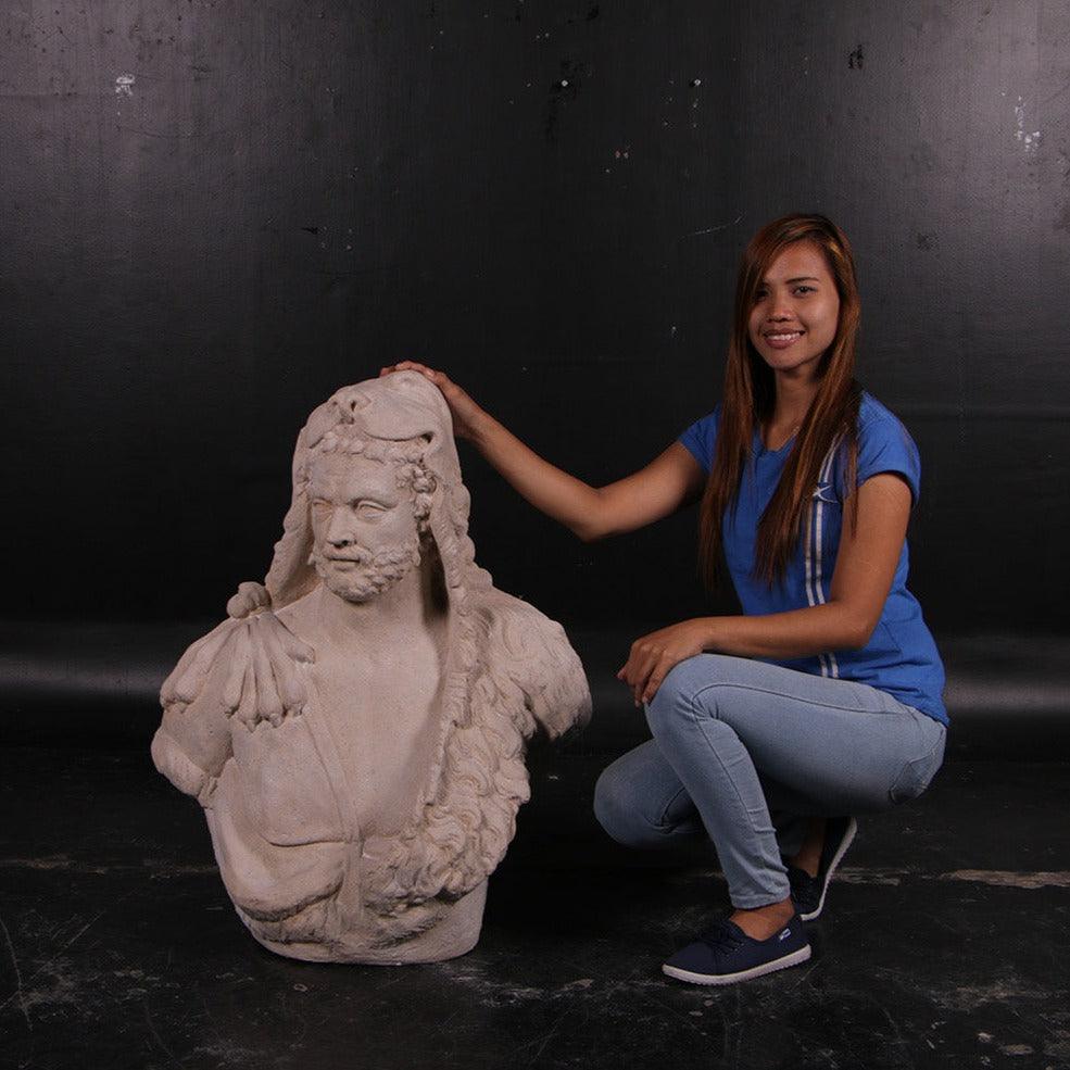Hercules Stone Bust Statue - LM Treasures Prop Rentals 