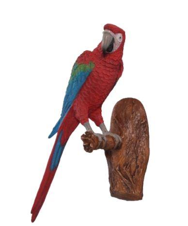 Bird Parrot On Branch Red Animal Prop Life Size Resin Statue - LM Treasures Prop Rentals 