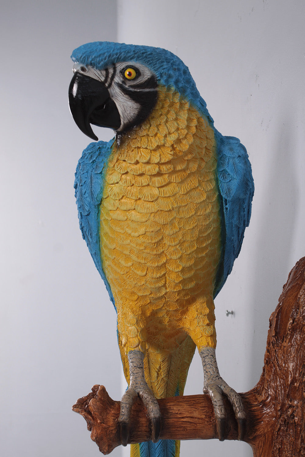 Blue Parrot On Branch Life Size Statue Prop