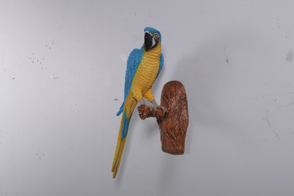 Blue Parrot On Branch Life Size Statue Prop