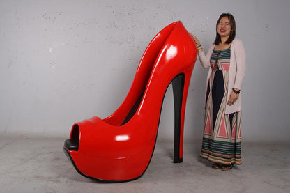 Red Stiletto High Heel Shoe Over Sized Statue - LM Treasures Prop Rentals 