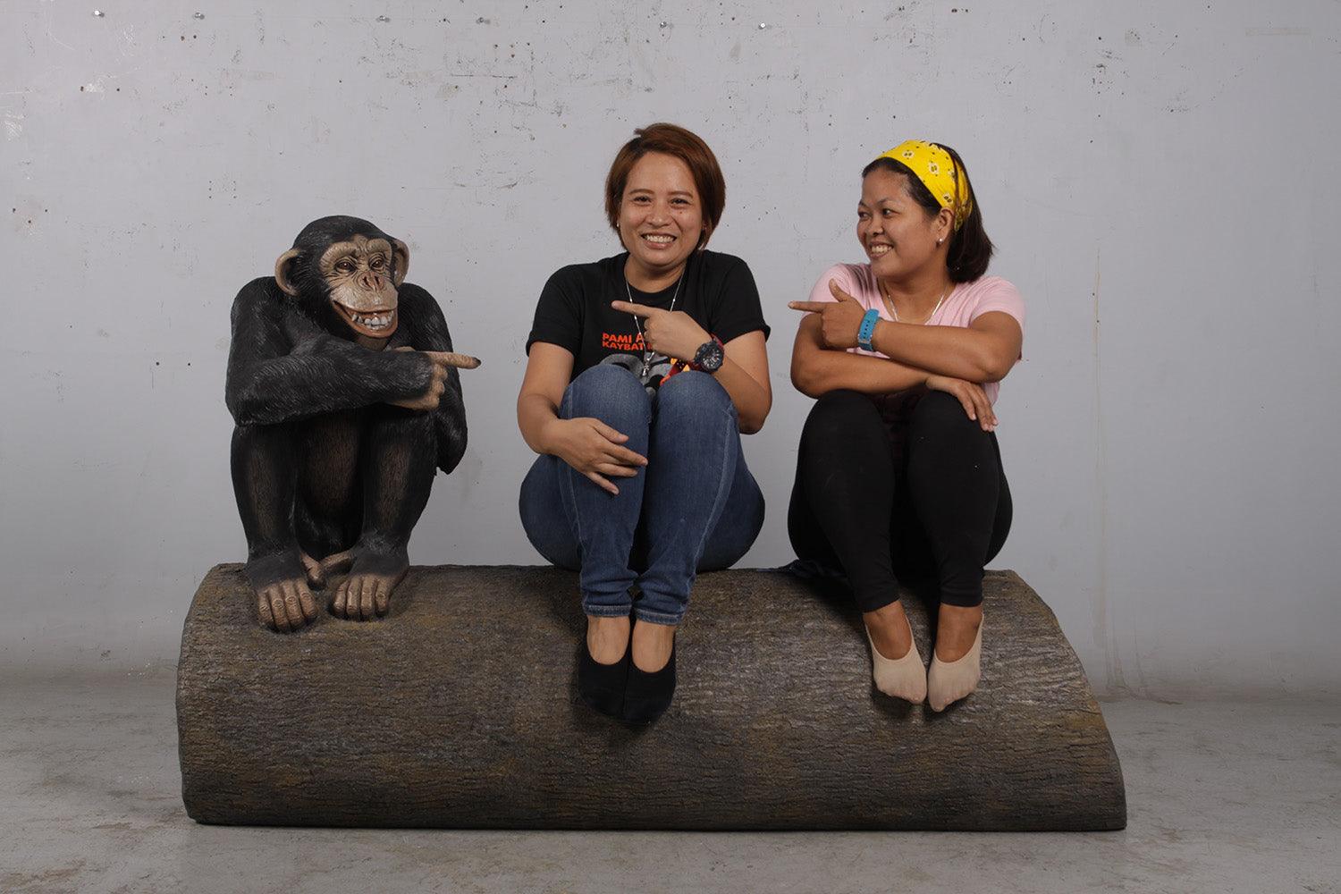 Monkey On Tree Trunk Statue - LM Treasures Prop Rentals 