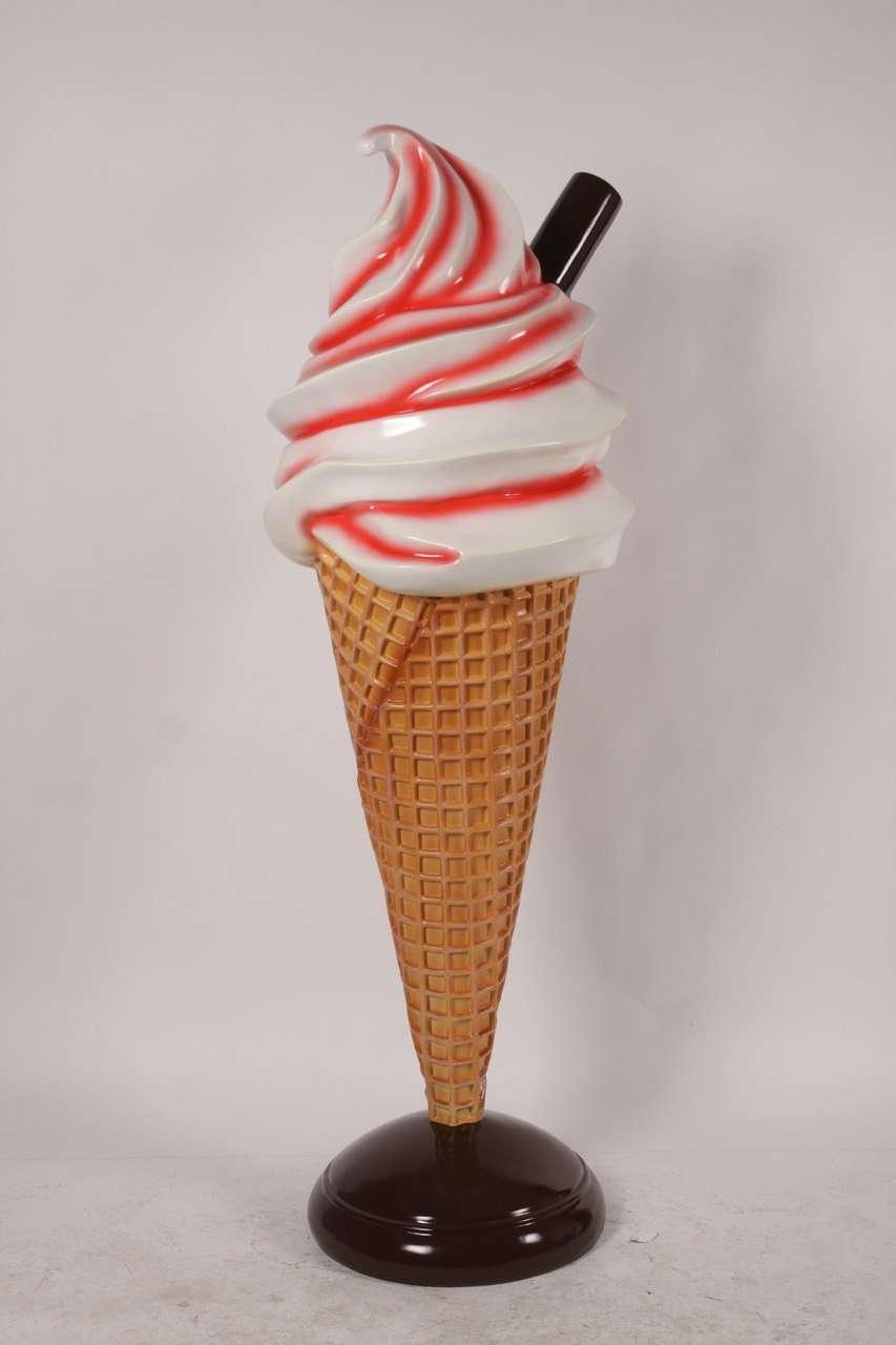 Large Soft Serve Strawberry Ice Cream Statue