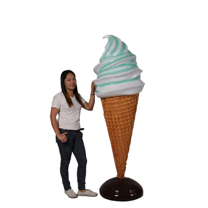 Large Plain Mint Green Soft Serve Ice Cream Statue