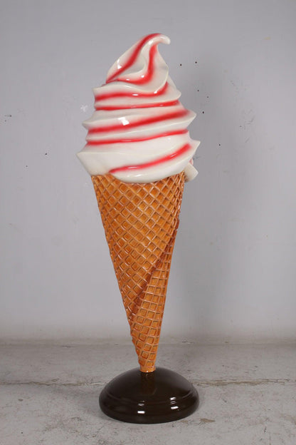 Large Plain Strawberry Soft Serve Ice Cream Statue