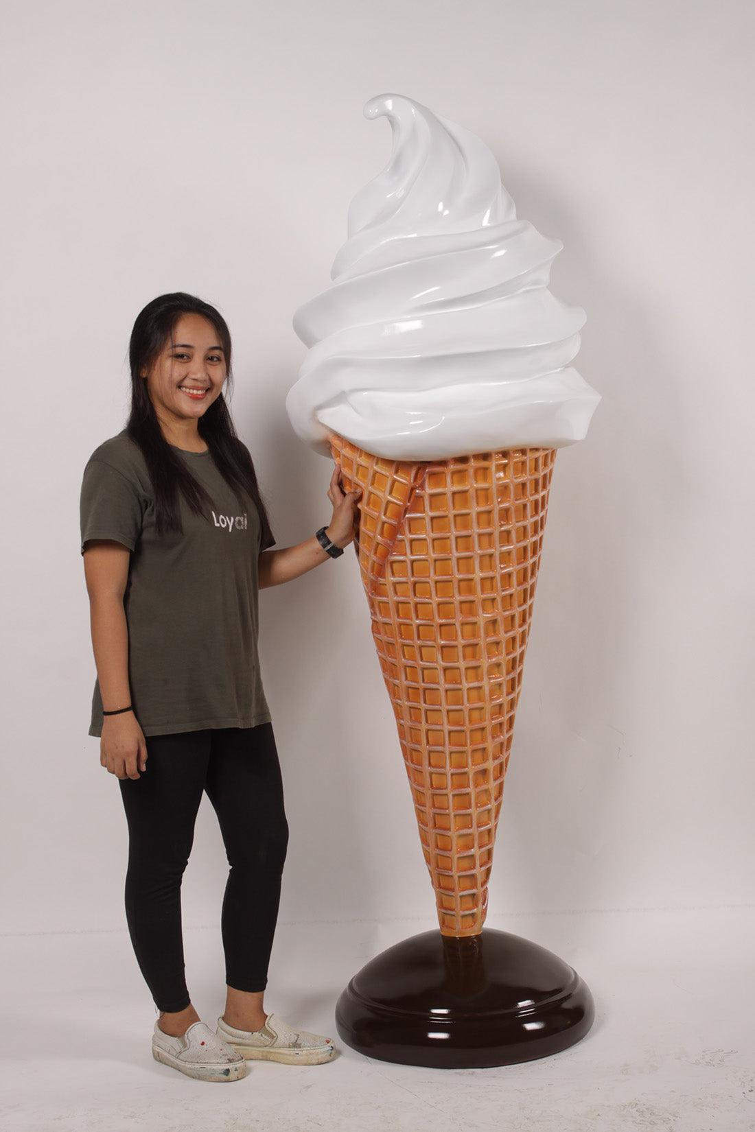 Large Plain Vanilla Soft Serve Ice Cream Statue - LM Treasures Prop Rentals 