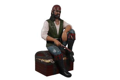 Pirate On Chest Life Size Statue - LM Treasures Prop Rentals 