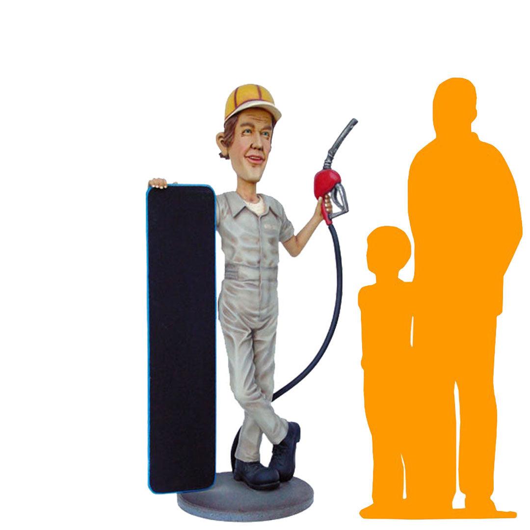 Gasoline Man Menu Board Statue - LM Treasures Prop Rentals 
