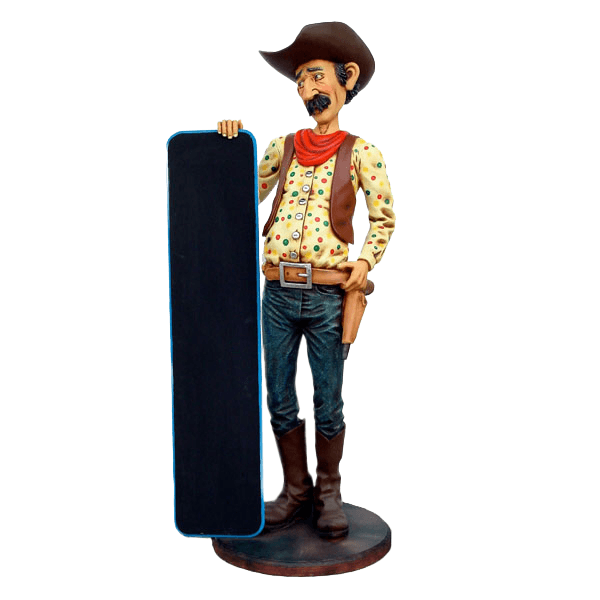 Cowboy With Menu Life Size Statue