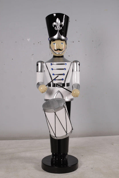 White Toy Soldier Drummer Life Size Christmas Statue - LM Treasures Prop Rentals 