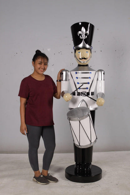 White Toy Soldier Drummer Life Size Christmas Statue