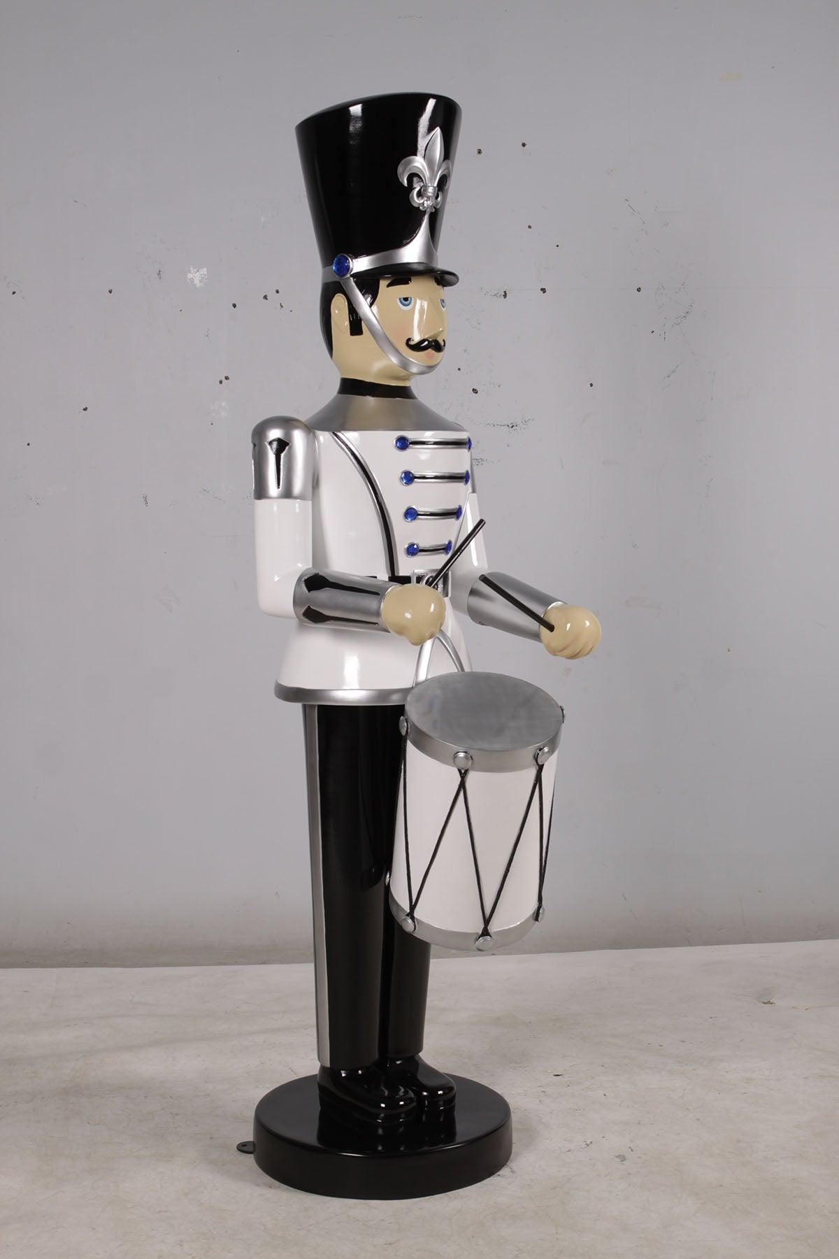 White Toy Soldier Drummer Life Size Christmas Statue - LM Treasures Prop Rentals 