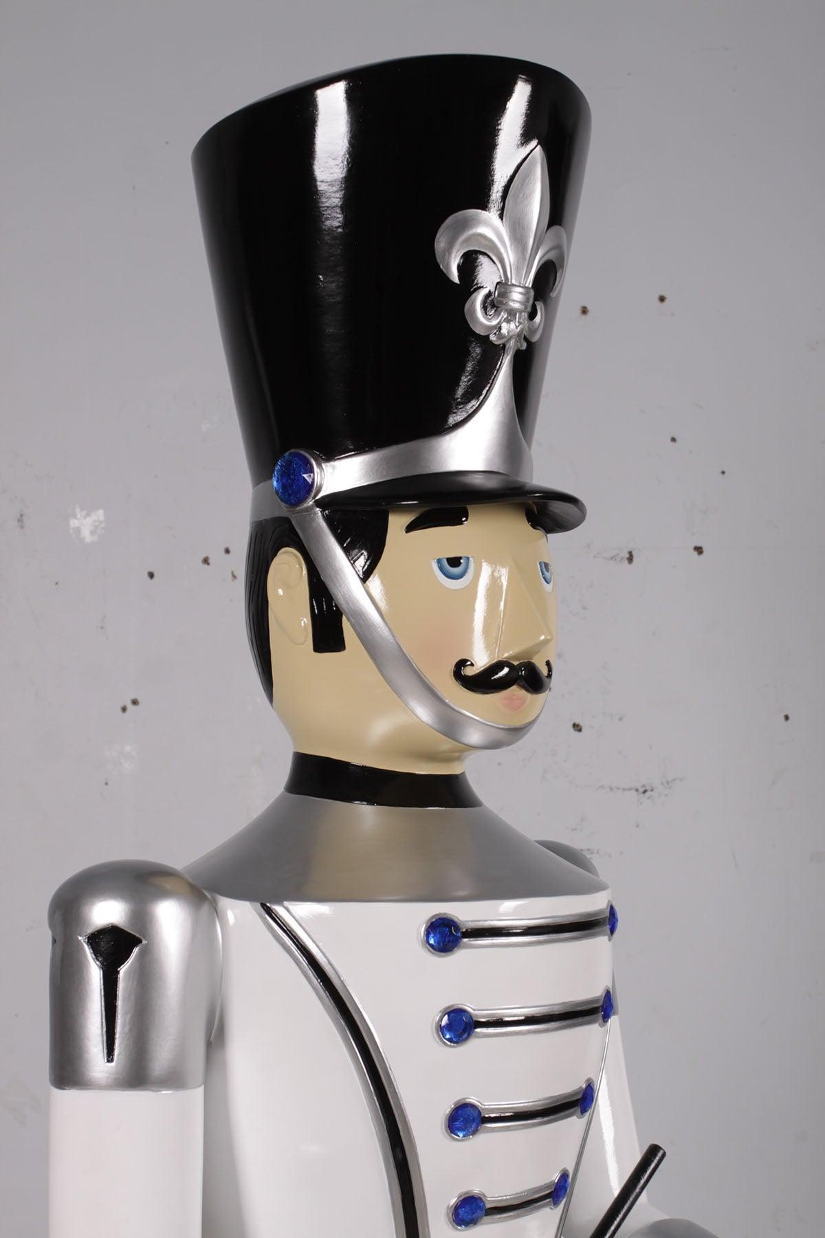 White Toy Soldier Drummer Life Size Christmas Statue