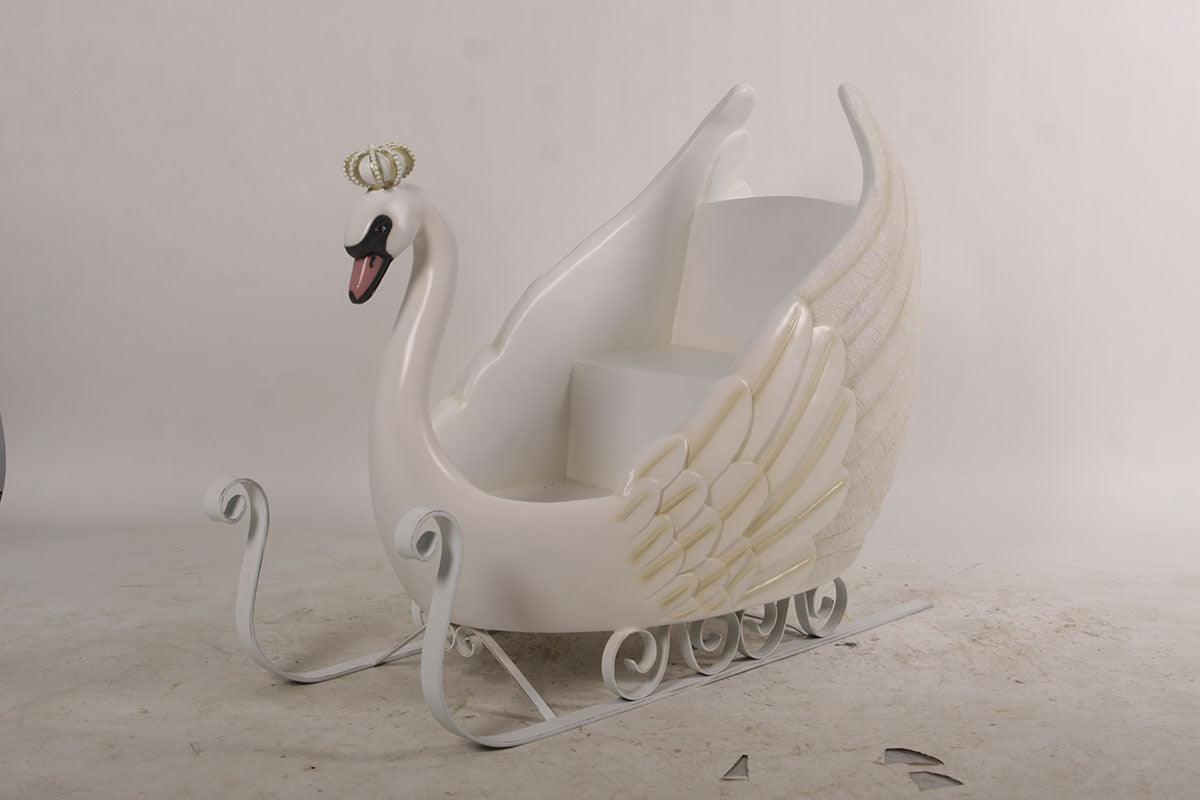 Small Swan Sleigh Statue - LM Treasures Prop Rentals 