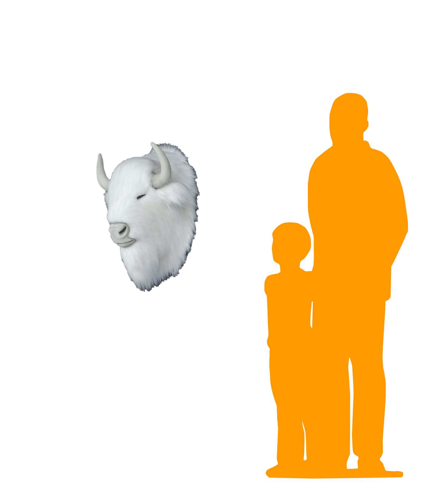 White Buffalo Head Life Size Statue