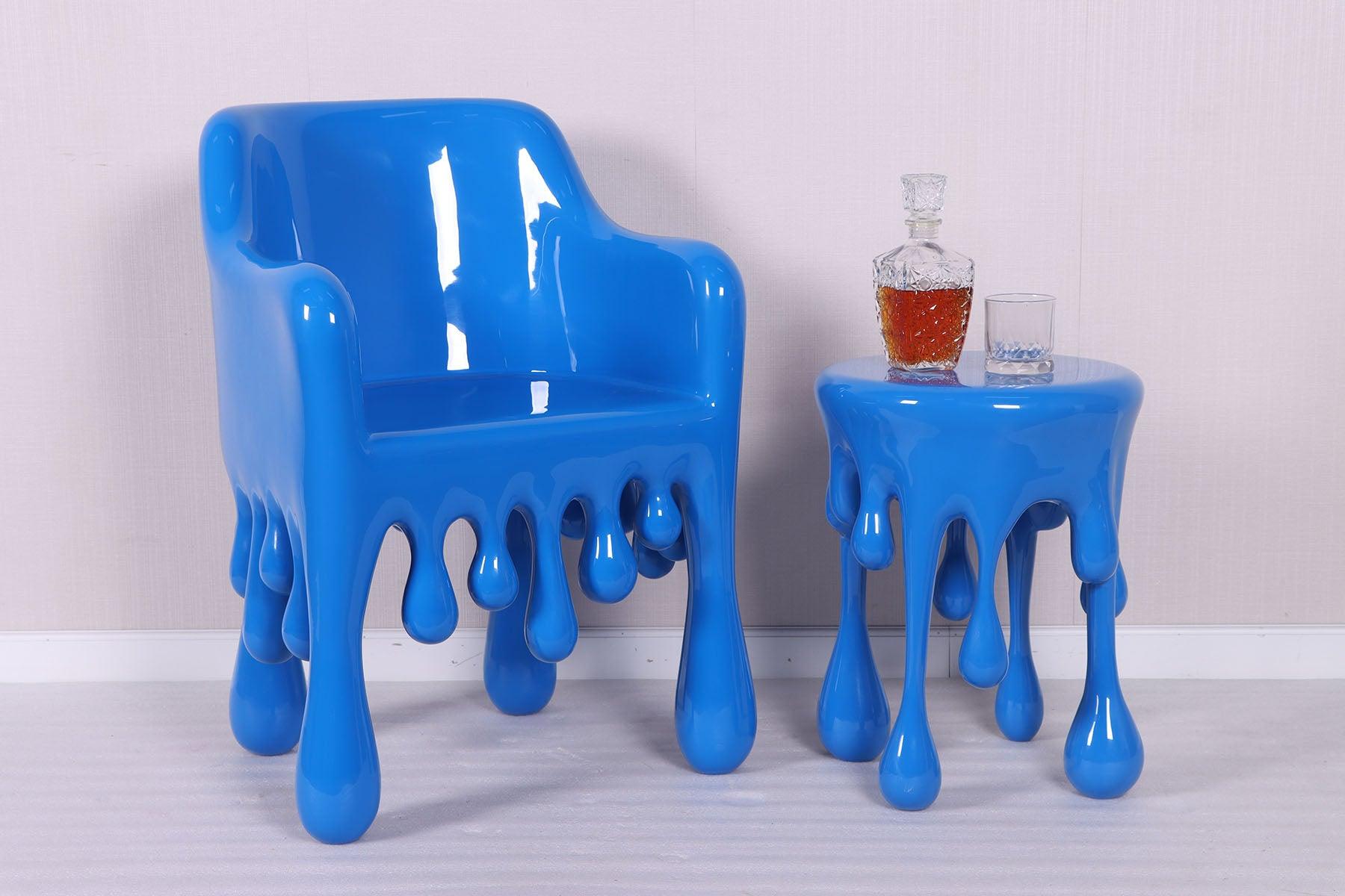Blue Melting Drip Side Table Statue - LM Treasures Prop Rentals 