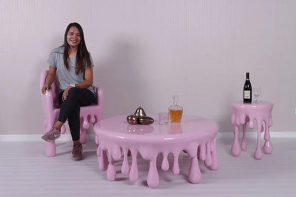 Pink Melting Side Drip Table Statue - LM Treasures Prop Rentals 