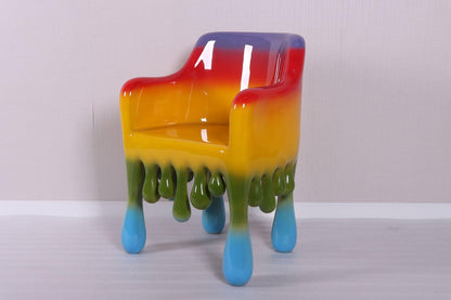 Rainbow Melting Drip Chair Statue