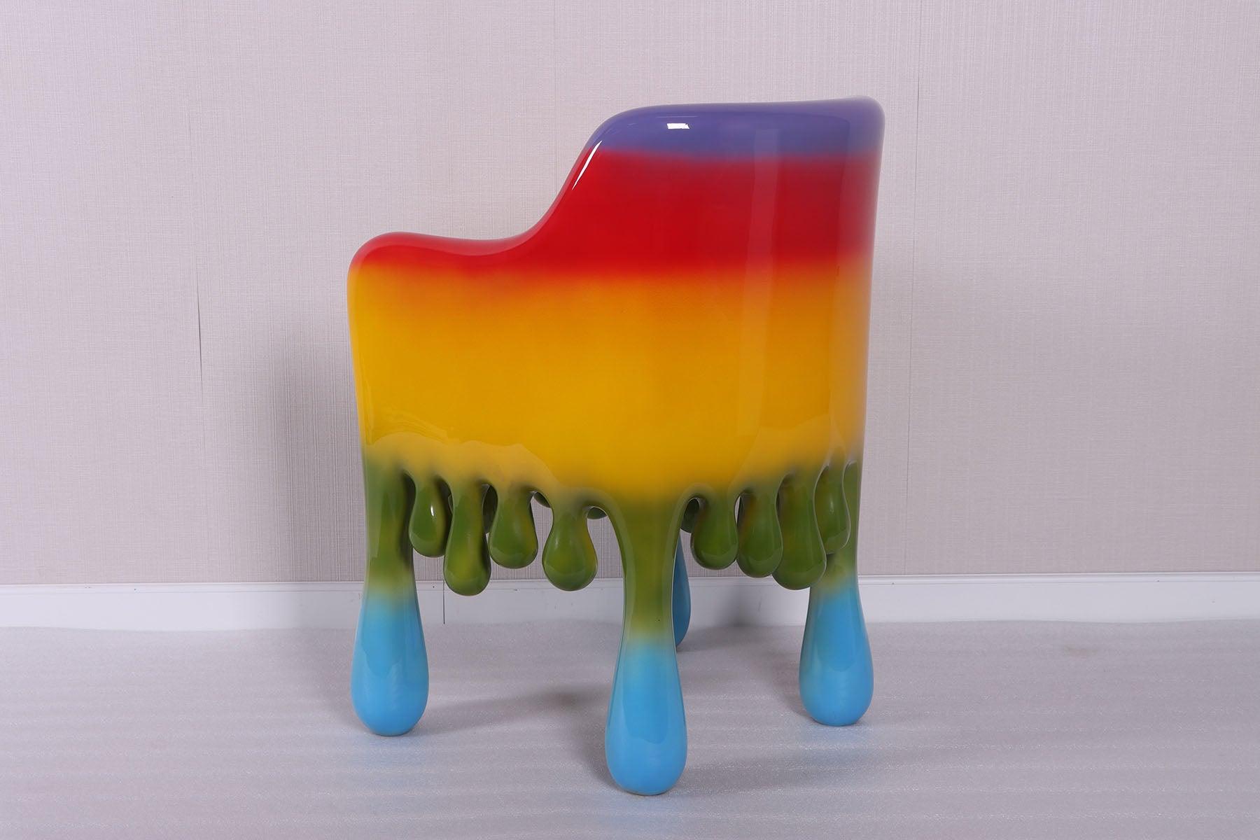 Rainbow Melting Drip Chair Statue - LM Treasures Prop Rentals 