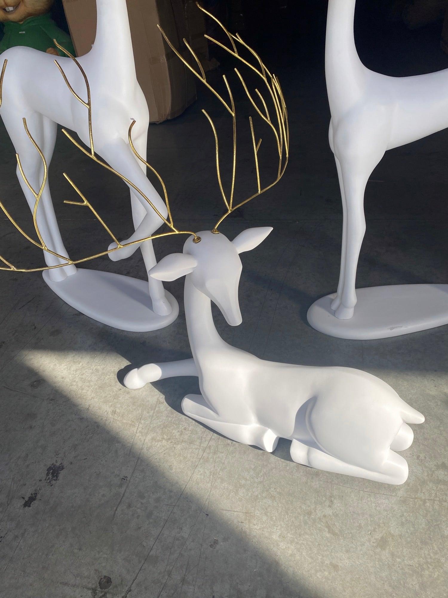 White Reindeer Sparkle Statue - LM Treasures Prop Rentals 